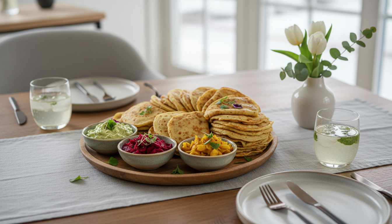 découvrez notre recette de blinis maison garnis de légumes marinés et d'une tartinade végétale savoureuse, idéale pour un apéritif gourmand et sain.