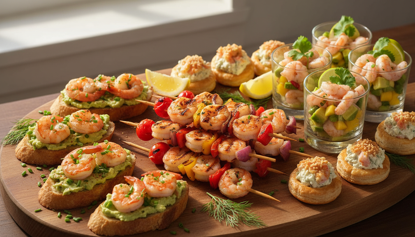 découvrez des idées gourmandes et raffinées de brochettes, tartines et verrines aux crevettes, parfaites pour un apéro convivial et plein de saveurs.