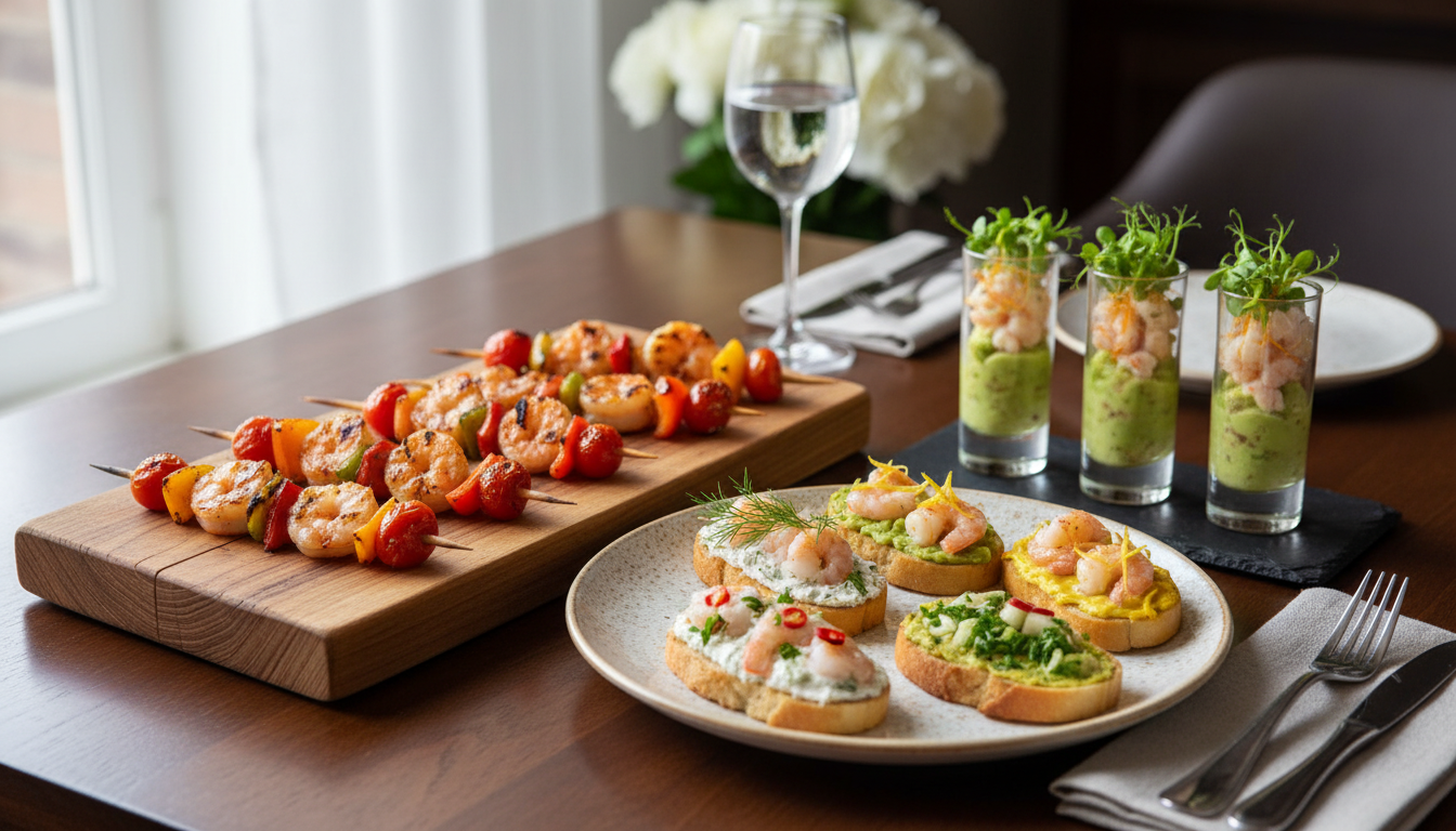 découvrez des recettes gourmandes et raffinées de brochettes, tartines et verrines de crevettes parfaites pour un apéritif convivial et élégant.