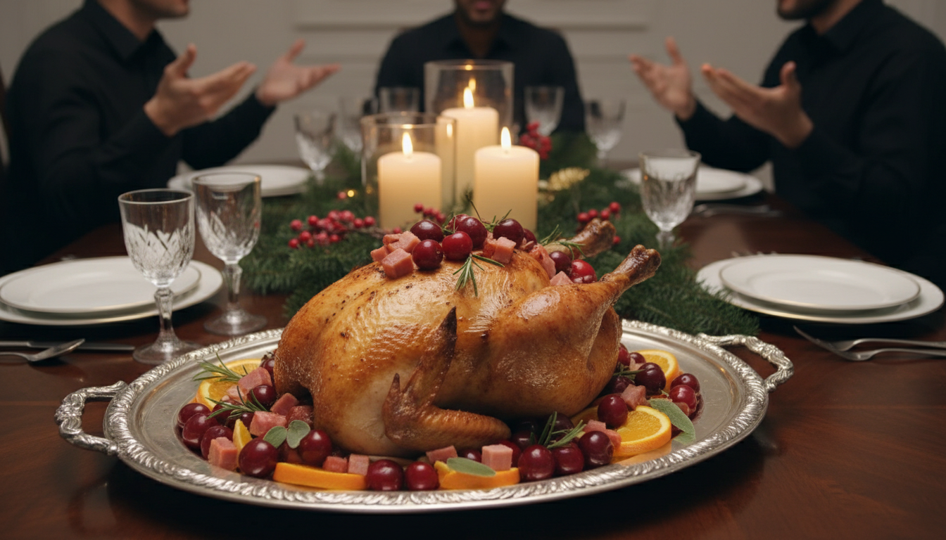 découvrez une recette de chapon de noël surprenante qui marie cerises, jambon fumé et oranges, créant un débat animé autour de la table familiale.