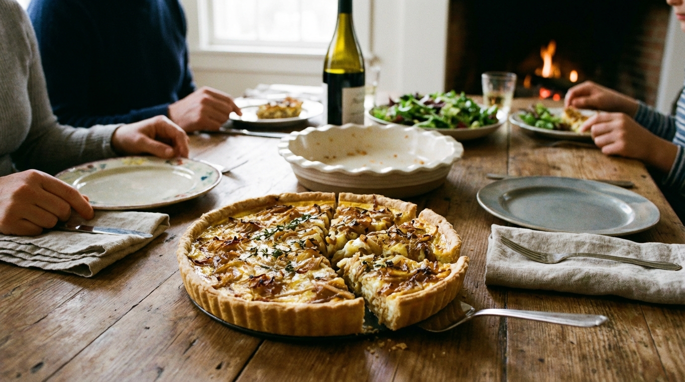 découvrez cette quiche aux oignons savoureuse qui fera aimer les légumes même aux plus réfractaires. une recette simple, délicieuse et parfaite pour toute occasion.