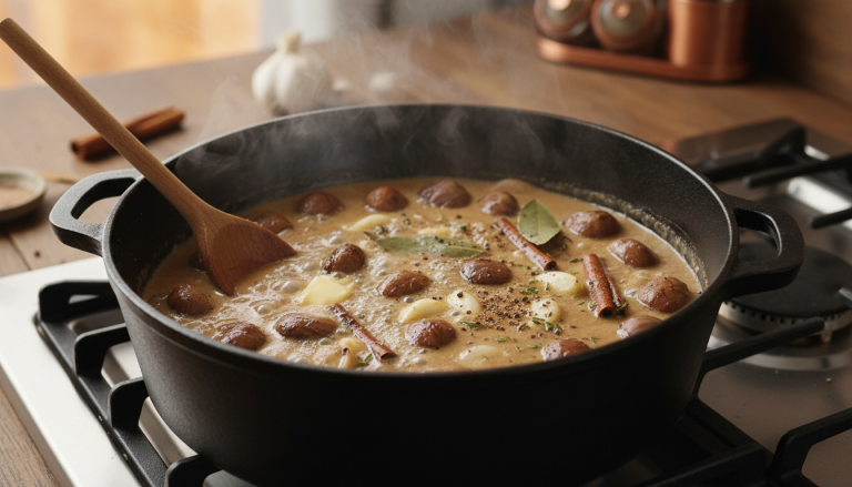 découvrez ce velouté chaud-froid aux châtaignes, épices et pain d’épice grillé, une recette surprenante qui éveille vos papilles et prolonge la magie des fêtes.