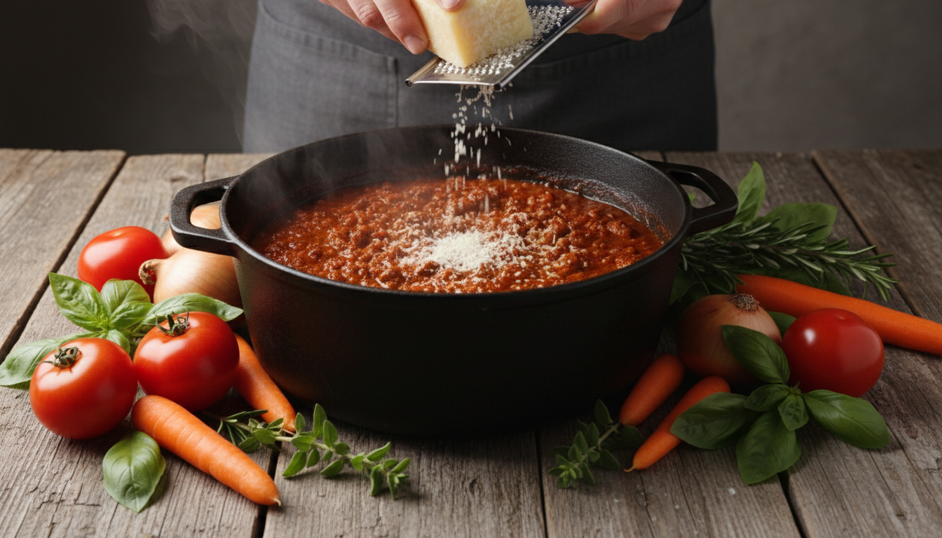 savourez nos spaghettis bolognaise authentiques, généreusement nappés de fromage italien râpé pour un délice gourmand et traditionnel.