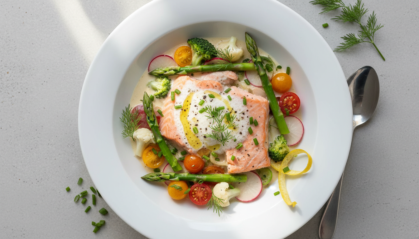 découvrez notre recette légère et savoureuse de saumon mijoté façon blanquette, un délice crémeux parfait pour un repas gourmand et équilibré.