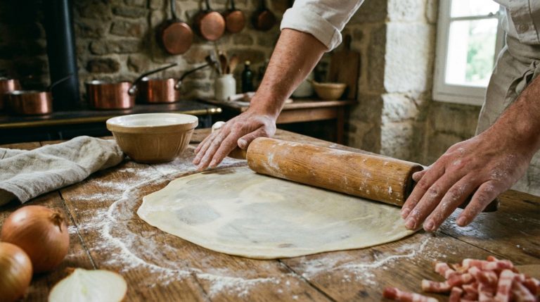 découvrez notre délice d'alsace, une tarte flambée gourmande garnie d'oignons caramélisés et de fromage fondant pour un voyage culinaire authentique et savoureux.