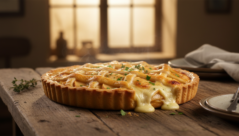 découvrez la recette gourmande de la tarte aux pommes et au camembert, un délice sucré-salé à savourer sans tarder pour un repas original et savoureux.