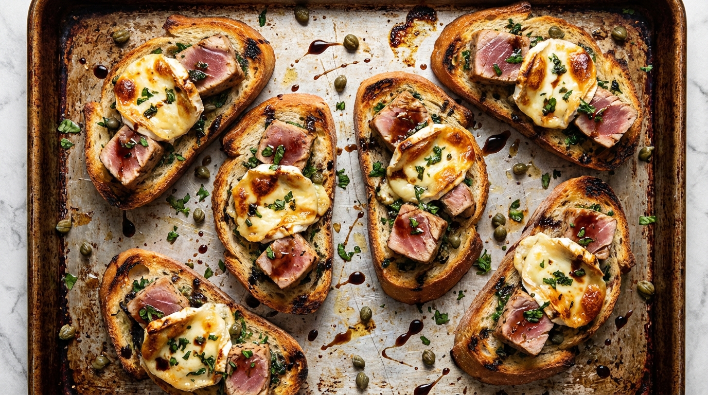 découvrez notre délicieuse recette de bruschetta au thon et chèvre, parfaite pour un apéritif savoureux et facile à préparer. un mélange de saveurs qui séduira vos papilles !