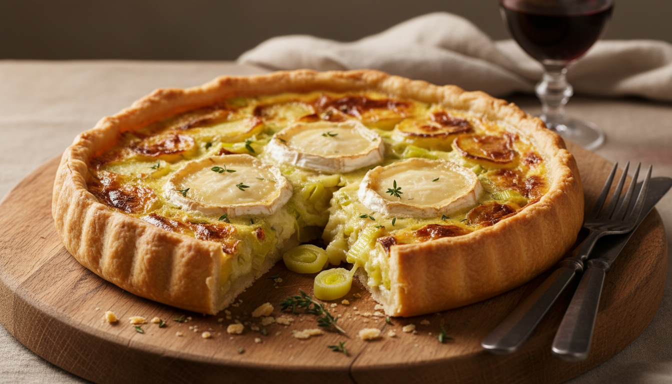 découvrez une recette gourmande de quiche au chèvre frais, poireaux fondants et pommes de terre, parfaite pour un repas savoureux et réconfortant.