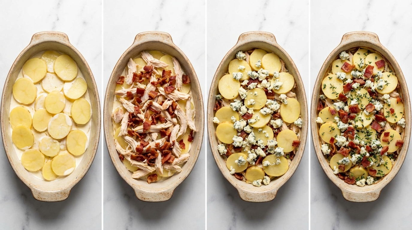 découvrez notre recette gourmande de tartiflette revisitée avec du poulet et du fromage bleu pour un plat original et savoureux qui ravira vos papilles.