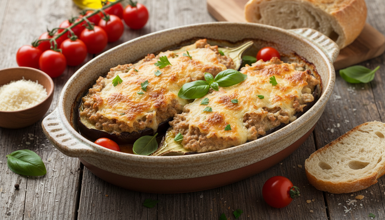 découvrez notre recette gourmande et saine d'aubergines farcies à la bolognaise allégée, parfaite pour un repas savoureux et léger.