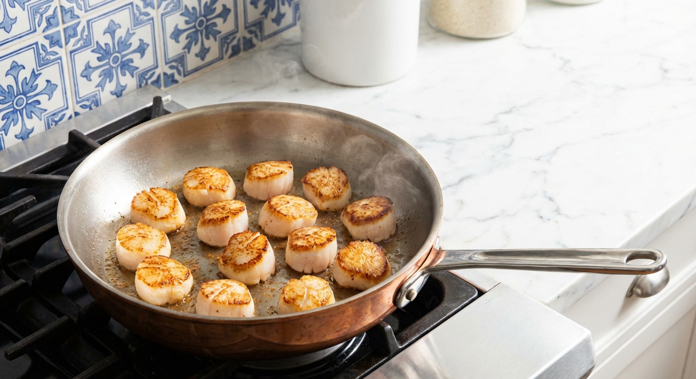 savourez nos délicieuses coquilles saint-jacques généreusement nappées d'une onctueuse crème au fromage bleu, une recette gourmande et raffinée parfaite pour vos repas festifs.