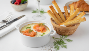 découvrez notre recette gourmande et légère d'œufs cocotte au saumon fumé et crème légère, parfaite pour un plat savoureux et facile à préparer.