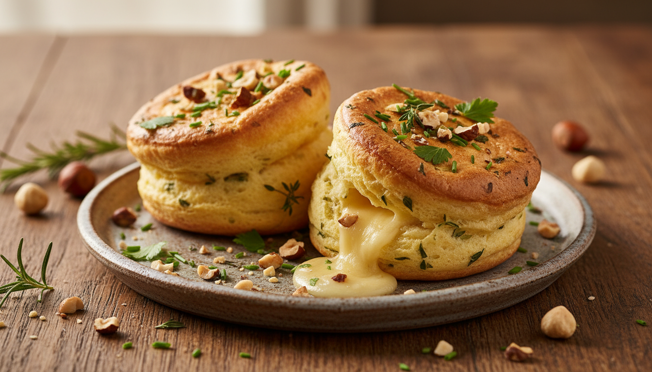 découvrez notre recette gourmande de soufflés aux herbes fraîches, noisettes croquantes et fromage fondant, pour un plat savoureux et original qui ravira vos papilles.