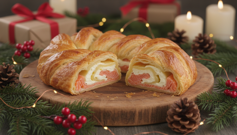 découvrez la tresse feuilletée saumon-fromage, une recette originale et gourmande pour sublimer votre apéritif de noël. facile à préparer, elle deviendra la star de vos fêtes !