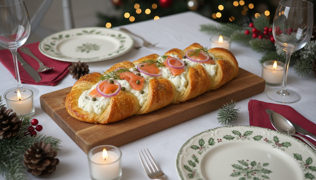 découvrez la tresse feuilletée saumon-fromage, une recette irrésistible qui transformera votre apéro de noël en un moment gourmand et original. dites adieu aux toasts classiques et surprenez vos invités !