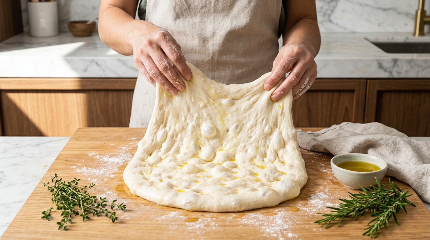 découvrez une recette gourmande de focaccia aérienne parfumée au thym et romarin, idéale pour un apéritif ou un repas savoureux.