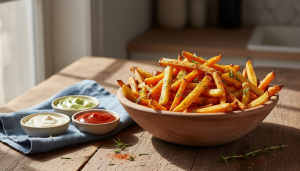 découvrez notre recette minceur de frites de légumes au four, légère et gourmande, parfaite pour une pause saine et savoureuse.
