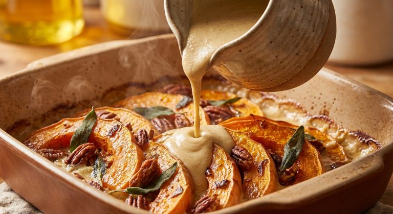 découvrez notre recette de gratin de courge ultra-crémeux sans crème, une douceur automnale qui réchauffe vos repas avec une texture fondante et des saveurs délicates.
