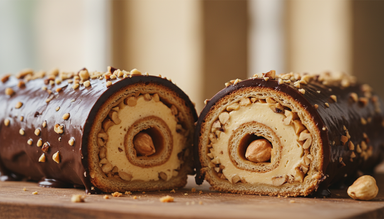 découvrez le roulé praliné-noisettes au cœur croustillant, une douceur gourmande irrésistible qui séduit les amateurs de saveurs uniques et fait sensation sur la toile !