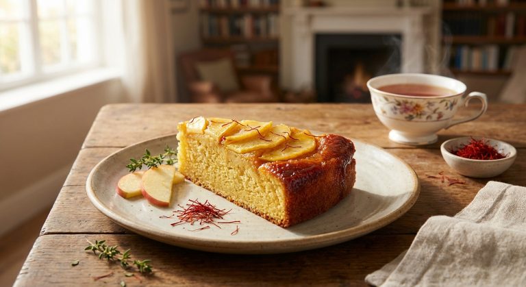 découvrez le gâteau pommes-safran, une délicieuse alliance d'élégance et de saveurs sucrées pour sublimer toutes vos pauses gourmandes.