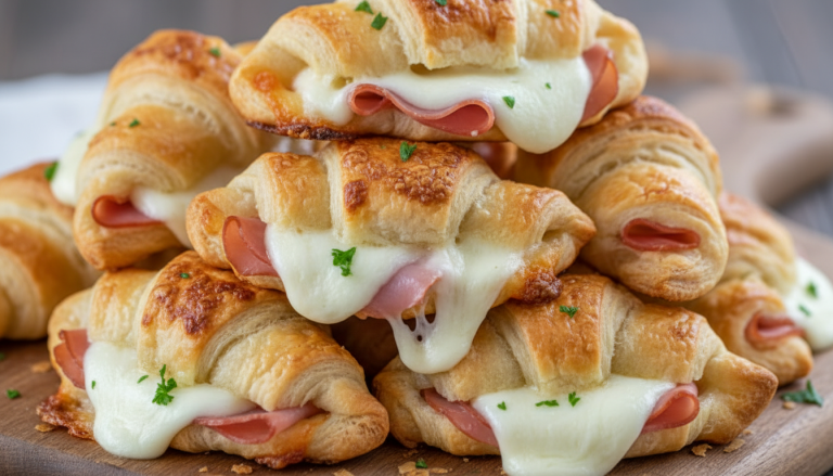 découvrez nos mini croissants feuilletés au jambon et mozzarella, un délice doré parfait pour sublimer vos apéros de noël et régaler vos invités.