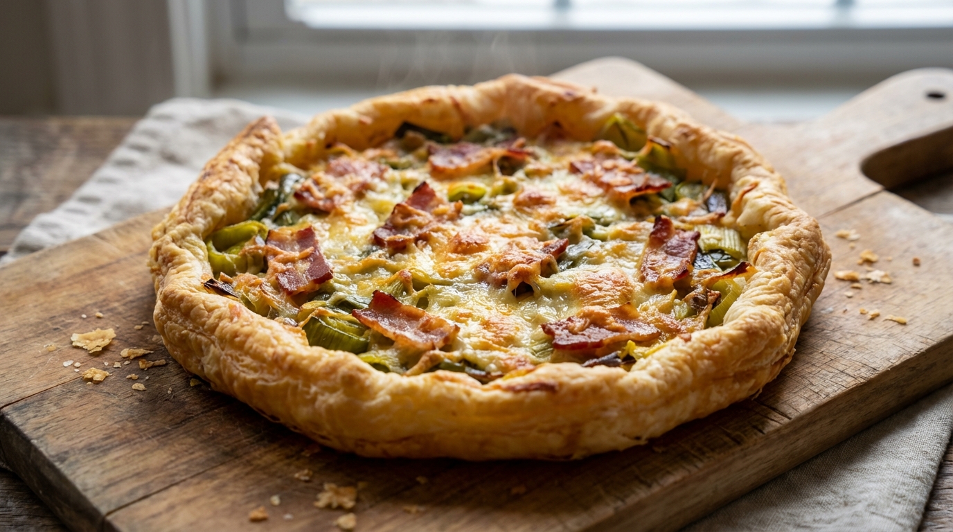 découvrez notre tarte savoureuse aux poireaux, fromage fondant et bacon croustillant, une recette simple et gourmande pour régaler toute la famille.