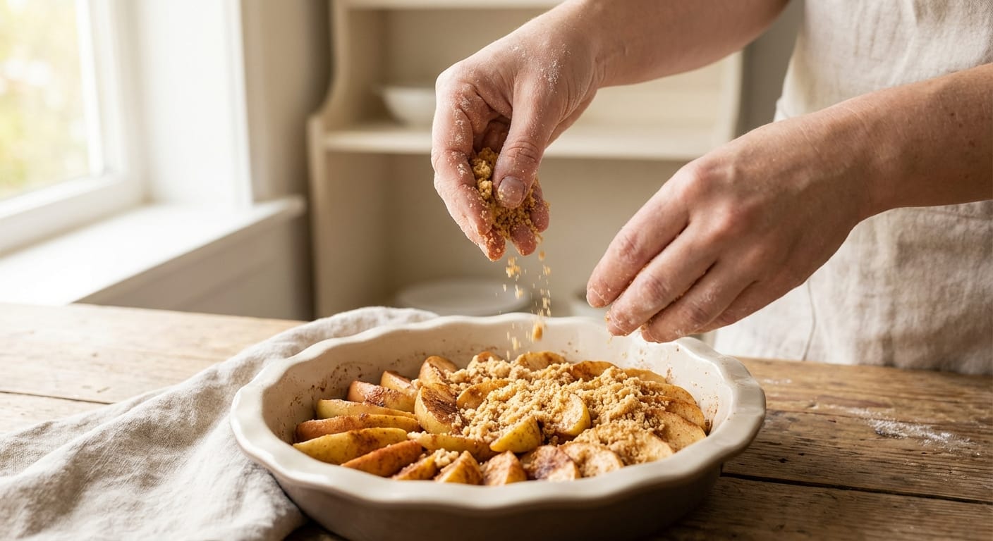 découvrez notre recette facile et rapide de crumble pommes-cannelle, prête en seulement 10 minutes, pour savourer un délicieux dessert qui vous ramène en enfance.