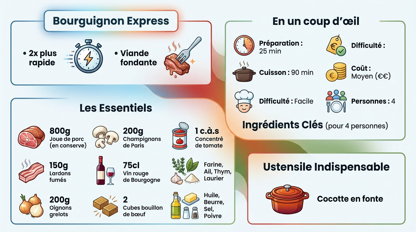 Cocotte de joue de porc bourguignon mijotée avec sauce riche