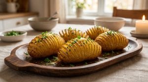 Pomme de terre Hasselback dorée avec texture croustillante et fondante, recette suédoise