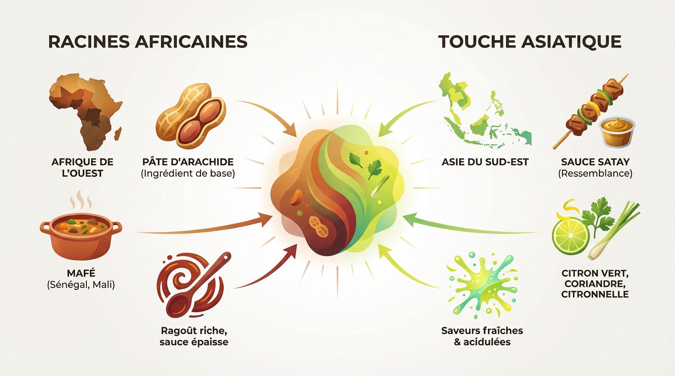 Comparaison culinaire entre le mafé africain et le satay asiatique