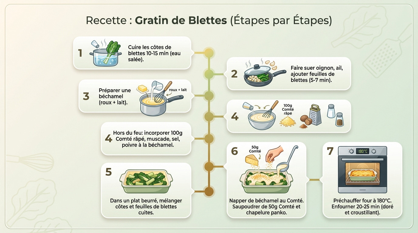 Gratin de blettes doré au four avec croûte panko et comté