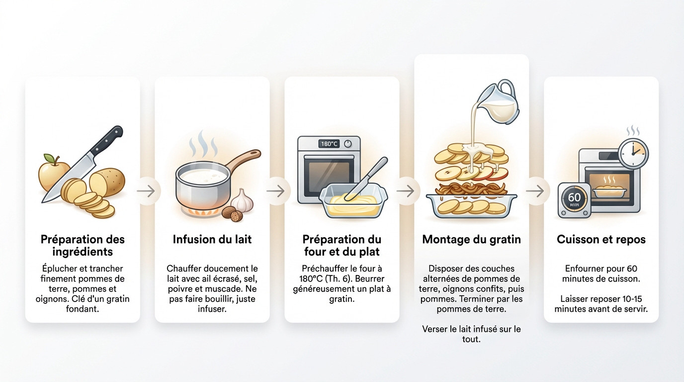Préparation des ingrédients pour le gratin de pommes de terre