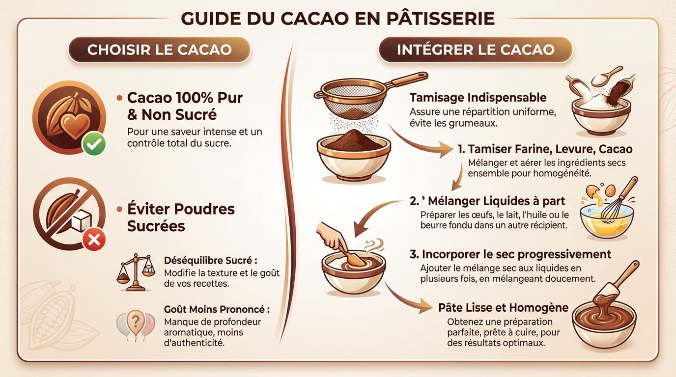 Cacao en poudre tamisé pour la pâtisserie