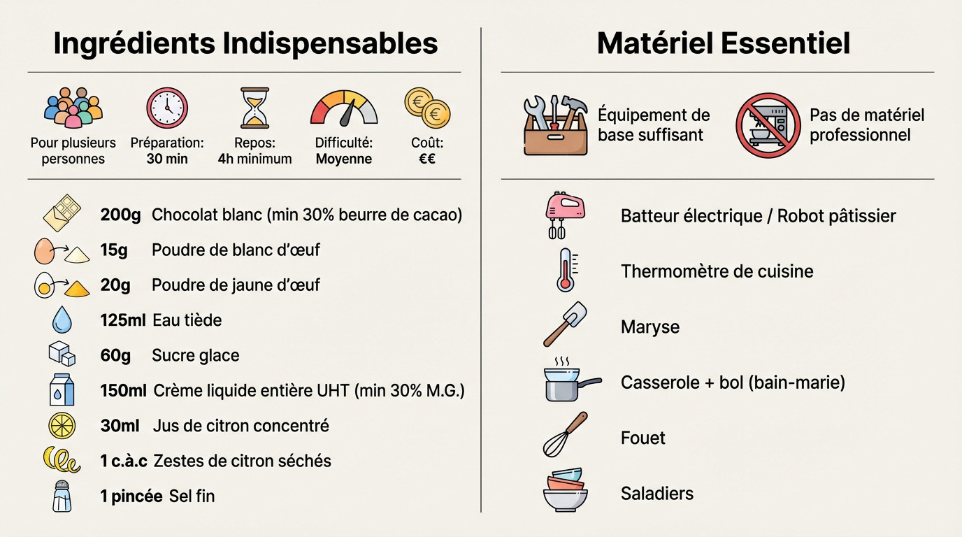 Ingrédients et matériel pour <strong width=