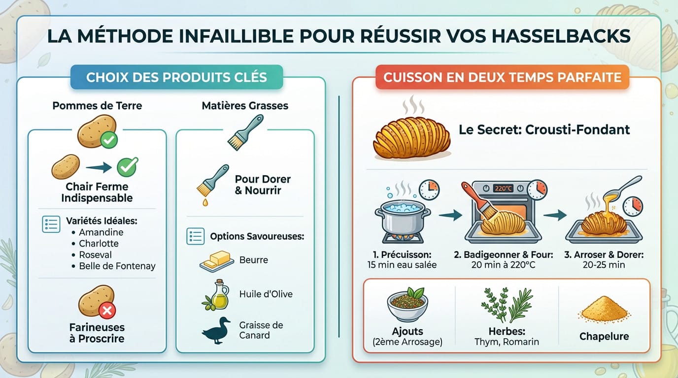 Pommes de terre Hasselback dorées et croustillantes découpées en éventail