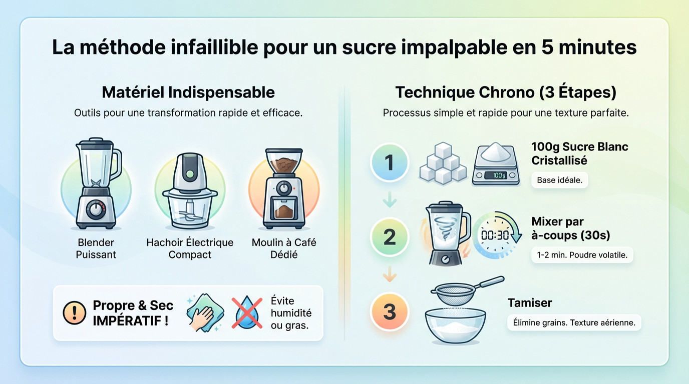 Sucre glace maison texture aérienne dans un bol