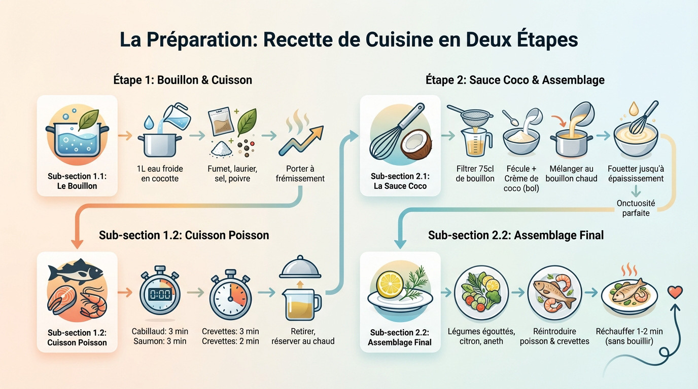 Ingrédients prêts pour la préparation de la blanquette de la mer