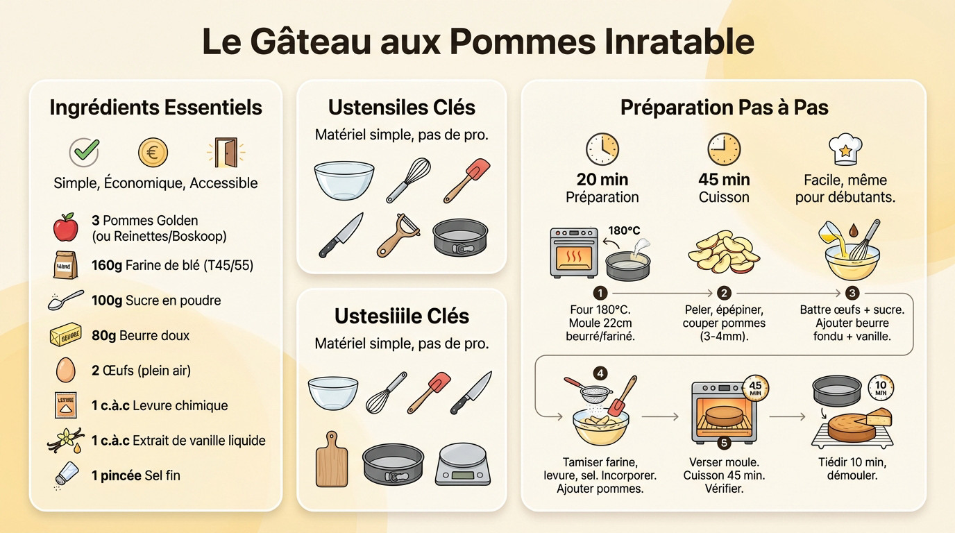 Gâteau aux pommes moelleux et doré prêt à être dégusté