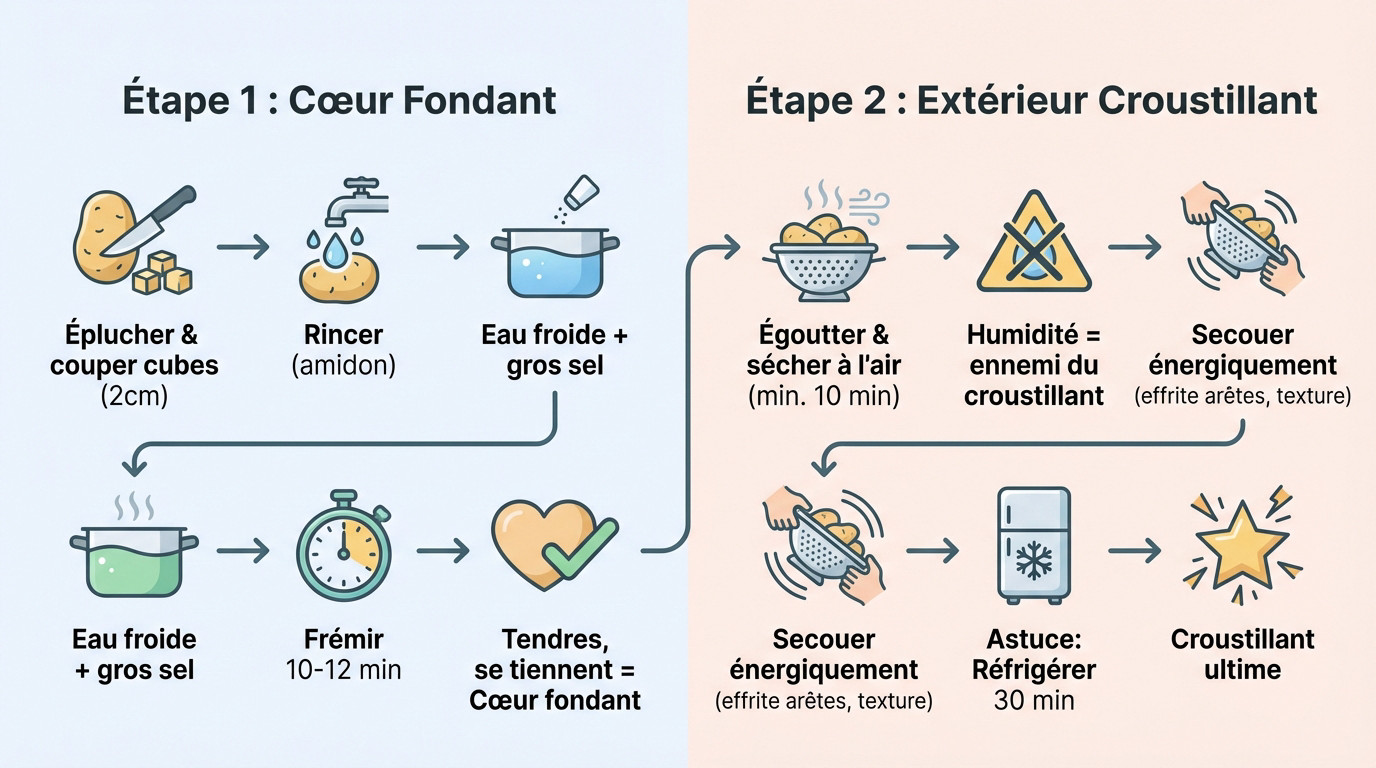Technique de séchage des pommes de terre avant cuisson à la poêle