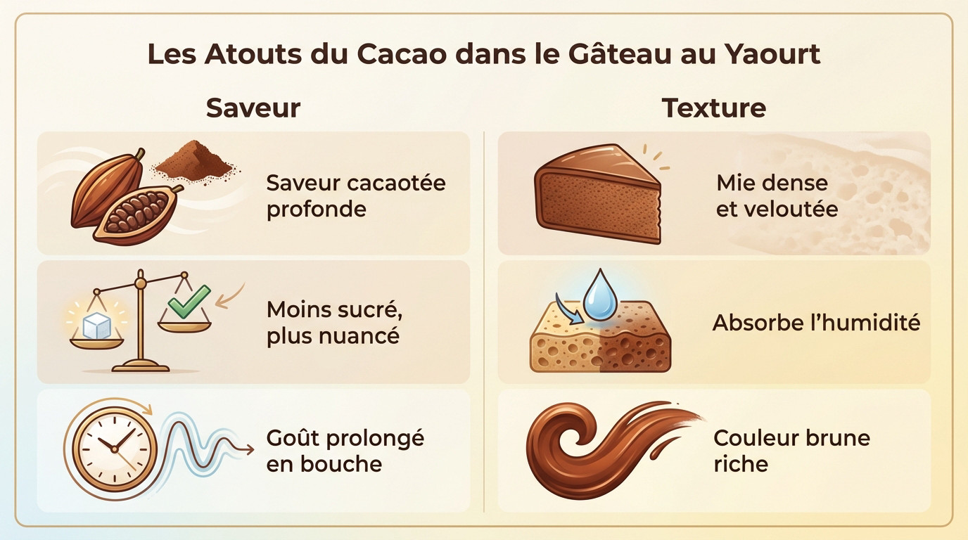 Part de gâteau au yaourt moelleuse enrichie au cacao en poudre