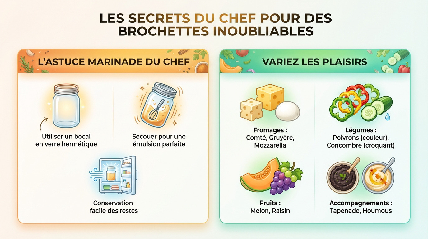 Bocal en verre contenant une marinade aux herbes pour brochettes de légumes et fromage