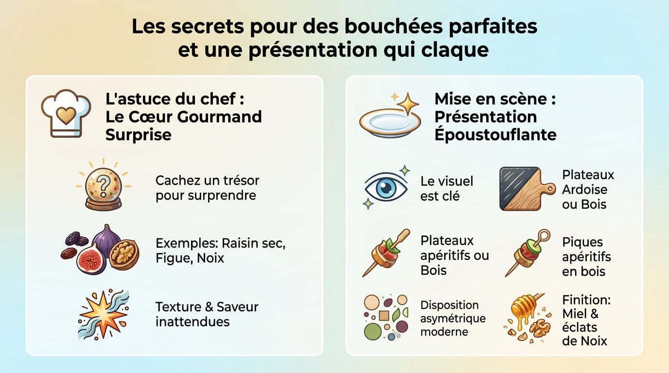 Bouchées apéritives fromage frais et pain d'épices présentées sur ardoise