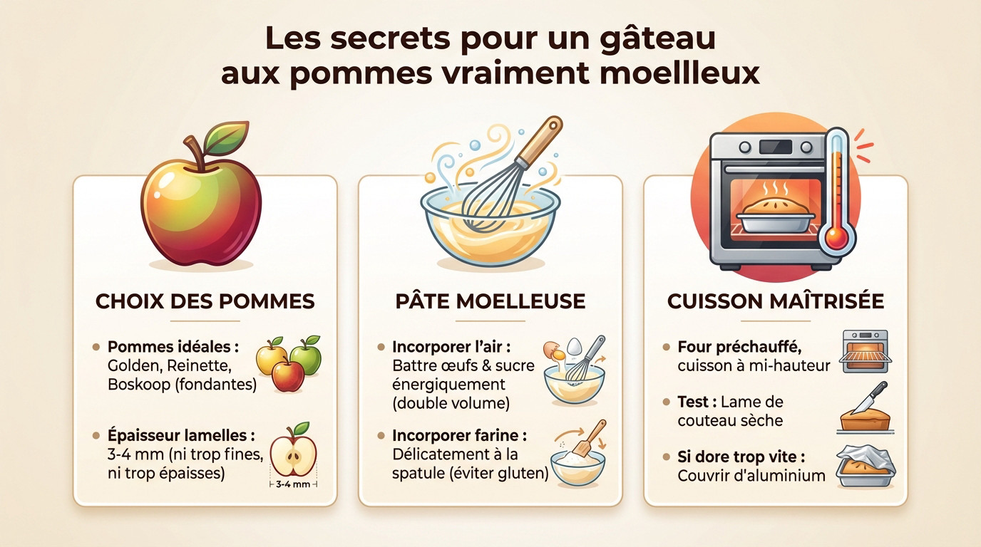 Gâteau aux pommes moelleux avec des lamelles de fruits fondantes