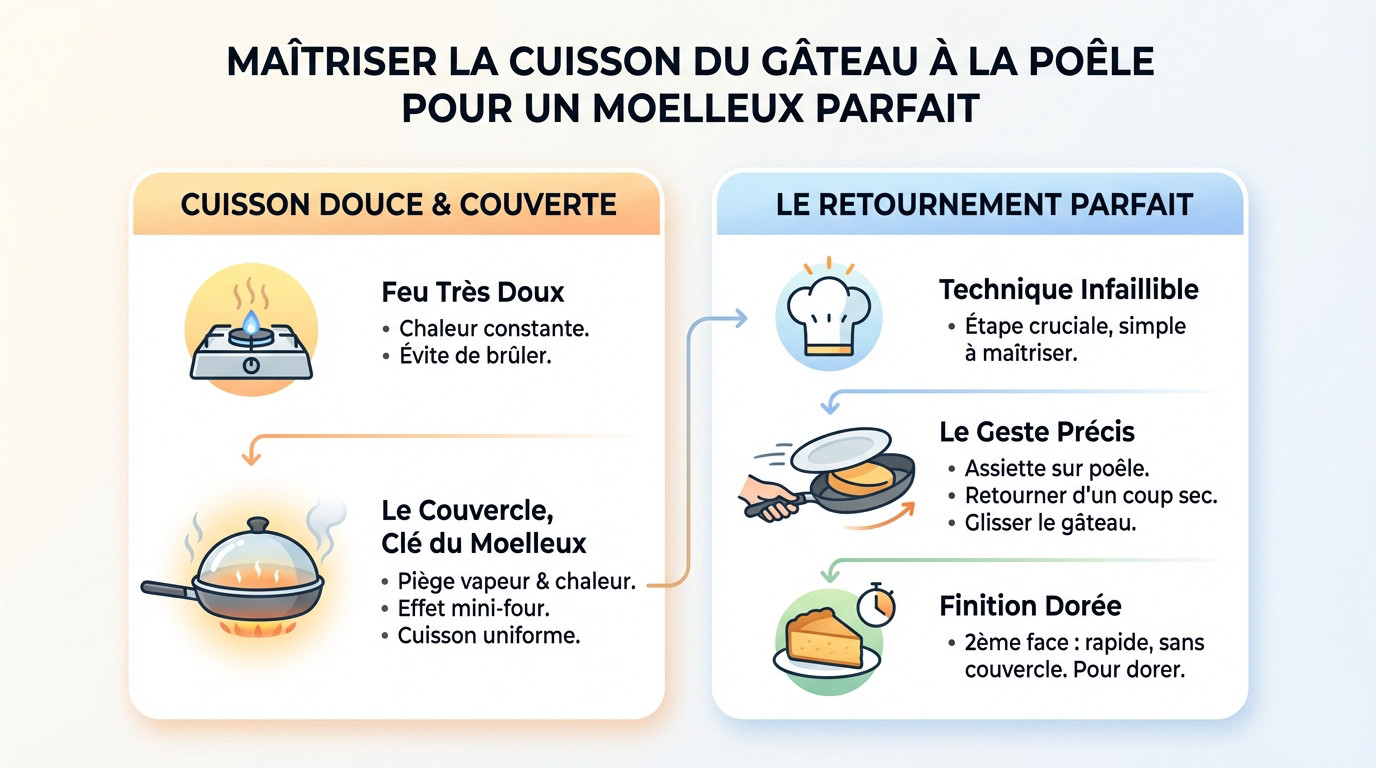 Cuisson à la poêle d'un gâteau au yaourt moelleux et doré