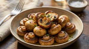 Champignons Etchebest croustillants préparés avec une poêle en fonte