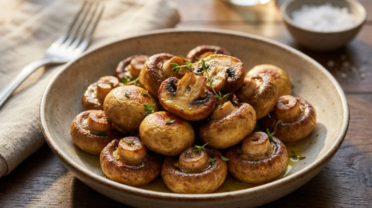 Champignons Etchebest croustillants préparés avec une poêle en fonte