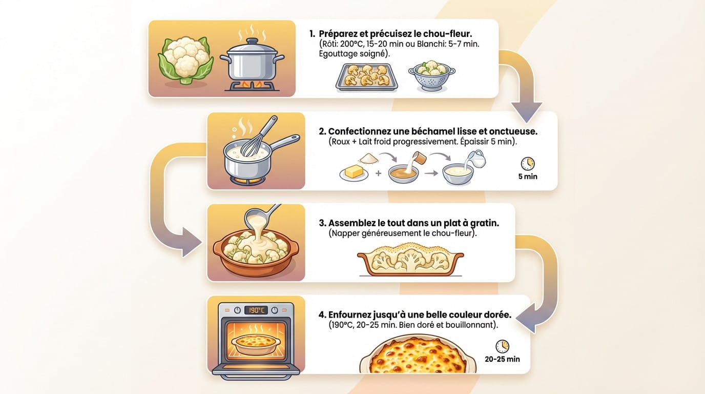 Plat de gratin de chou-fleur doré et croustillant à la sortie du four