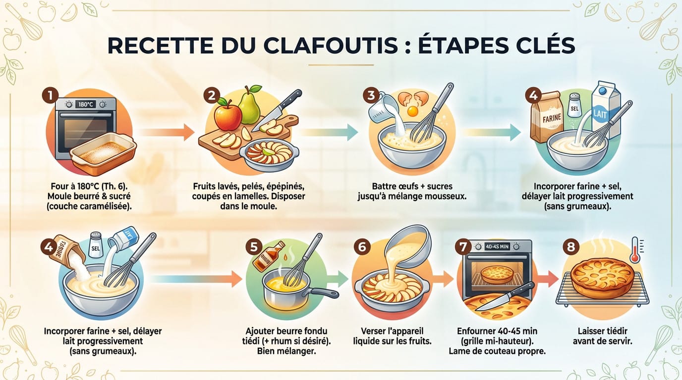 Étapes de préparation du clafoutis pommes poires