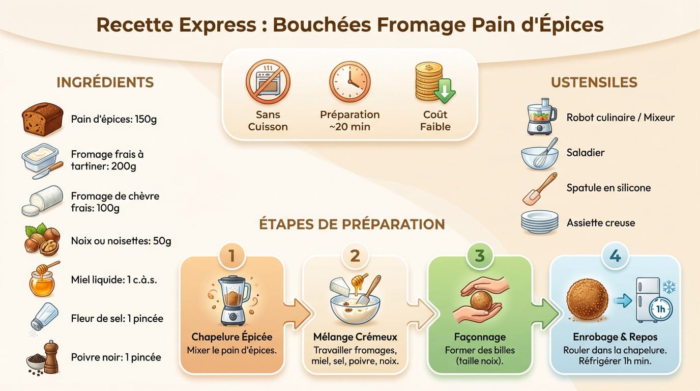 Bouchées apéritives au fromage frais enrobées de chapelure de pain d'épices