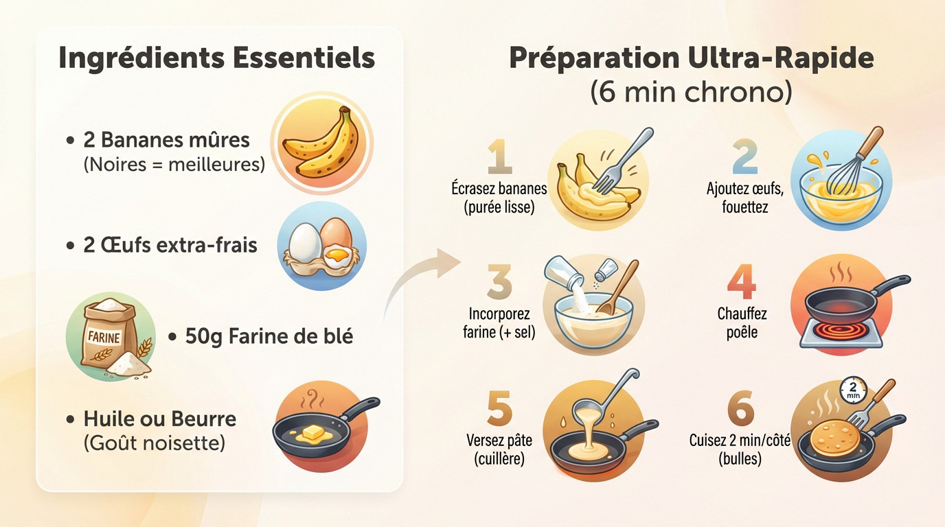 Assiette de pancakes à la banane moelleux prêts en 6 minutes